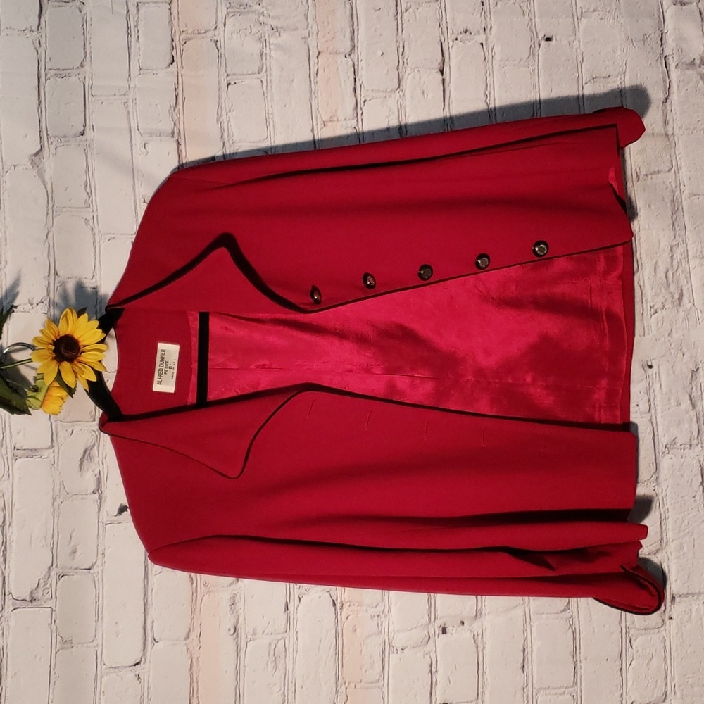 Alfred Dunner wool blazer w/ pockets fully lined red Sz 8 petite